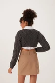 Kadın Triko Sweatshirt Antrasit - 4