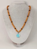 Amazonit Taşlı Rudraksha Tohum Kolye Dolama Bileklik 8mm (49738) thumbnail 1