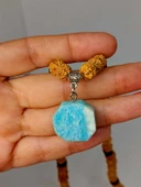 Amazonit Taşlı Rudraksha Tohum Kolye Dolama Bileklik 8mm (49738) thumbnail 3