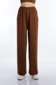 Kadın Allegro Kumaş Oversize Pantolon Kahverengi - 1