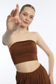 Kadın Allegro Kumaş Crop / Pantolon Takım Kahverengi - 2