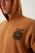 Erkek Oversize Baskılı Sweatshirt Kahverengi - 2