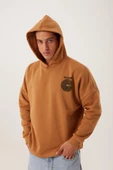 Erkek Oversize Baskılı Sweatshirt Kahverengi - 3