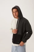Erkek Parçalı 3 İplik Sweatshirt Beyaz - 1