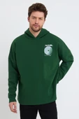 Erkek Oversize Baskılı Sweatshirt Yeşil - 4