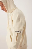 Erkek Kapüşonlu Kanguru Cepli Sweatshirt Ekru - 2
