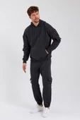Erkek Kapüşonlu Kanguru Cepli Sweatshirt Antrasit - 3