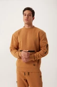 Erkek Fermuar Detaylı Sweatshirt Kahverengi - 1