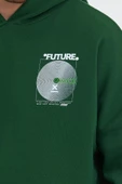 Erkek Oversize Baskılı Sweatshirt Yeşil - 2