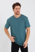 Erkek Tencel Kumaş Oversize T-shırt Nefti - 1