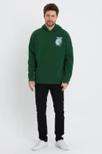Erkek Oversize Baskılı Sweatshirt Yeşil - 3