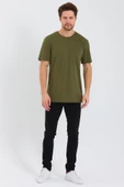 Erkek Pamuk Modal Oversize T-shirt Haki - 3