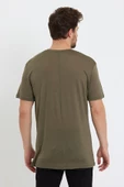 Erkek Tencel Kumaş Oversize T-shırt Haki - 4