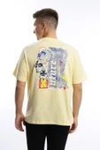 Erkek Oversize Fit Future Baskılı Basic Tişört Sarı - 1