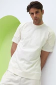 Erkek Kol Detaylı T-shirt Ekru - 1