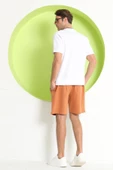 Erkek Kol Detaylı T-shirt Beyaz - 4