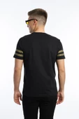 Erkek Yaldız Baskılı Regular Fit Tişört Siyah - 3