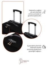 Orta ve Kabin Boy Valiz Seti 4 Teker Kumaş Valiz Siyah 1081 - 4