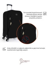 Orta ve Kabin Boy Valiz Seti 4 Teker Kumaş Valiz Siyah 1081 - 6