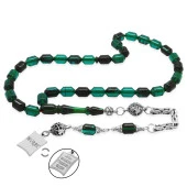 Nipora Kararmaz Metal Kral Püsküllü Uçlu Kapsül Kesim Kişiye Özel İsim&Nazar Ayeti Yazılı Plakalı Turkuaz-Siyah Ateş Kehribar Tesbih thumbnail 1