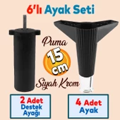 Elista 6'lı Set Mobilya Tv Ünitesi Yükseltici M8 Civatalı Destek Ayağı Ayakları 15 Cm Siyah Krom thumbnail 1