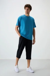 TOMMY LIFE Siyah Pamuklu Yumuşak Dokulu Standart Fit Nakışlı Erkek Kapri - 83102 - 3