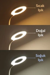 Şarjlı Masa Lambası Dokunmatik 3 Renk 24 Led Telefon Standlı Kademeli Çalışma Okuma Işığı thumbnail 3