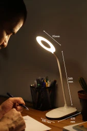 Şarjlı Masa Lambası Dokunmatik 3 Renk 24 Led Telefon Standlı Kademeli Çalışma Okuma Işığı thumbnail 5