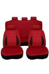 Drexpress Oto Koltuk Kılıfı Tam Set Üniversal Kırmızı Renk 8 Parça - 1