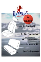 Drexpress Oto Koltuk Kılıfı Tam Set Üniversal Siyah Renk 8 Parça - 2