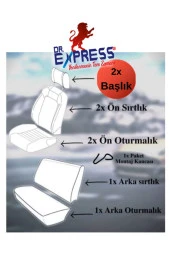 Oto Koltuk Kılıfı Tam Set Üniversal Krem Renk 8 Parça - 1