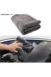 Drexpress Mikrofiber Kalın 60x90 Cm Süper Emici Çift Yüzlü Araç Kurulama , Cila Bezi Ekstra Parlaklık Gri - 3
