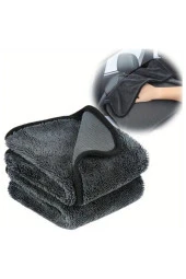Drexpress Mikrofiber Kalın 60x90 Cm Süper Emici Çift Yüzlü Araç Kurulama , Cila Bezi Ekstra Parlaklık Gri - 6