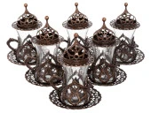 6'LI KULPLU ÇAY SETİ ANTİK BAKIR GRUPLAR - 2