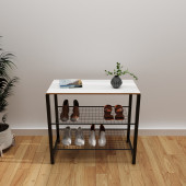 Eportatif Geniş Metal Ayakkabılık Vestiyer 3 Katlı Ayakkabılık Beyaz 1361 - 1