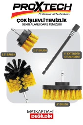 Genel TemizliK 4'lü Çok Amaçlı Araba Bakım Fırçası Tüm Matkaplara Uyumlu Jant Lastik Kotuk Kit thumbnail 2