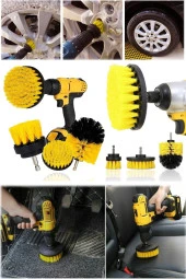 Genel TemizliK 4'lü Çok Amaçlı Araba Bakım Fırçası Tüm Matkaplara Uyumlu Jant Lastik Kotuk Kit thumbnail 4