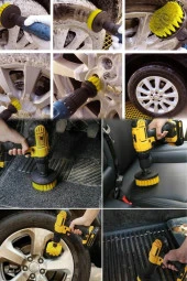 Genel TemizliK 4'lü Çok Amaçlı Araba Bakım Fırçası Tüm Matkaplara Uyumlu Jant Lastik Kotuk Kit thumbnail 7