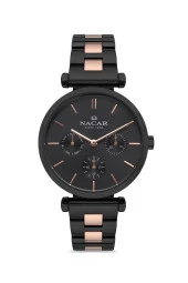 Nacar Bileklik Hediyeli Çelik Kordon İç Fonksiyonları Aktif 2 Yıl Garantili Kadın Kol Saati 90112BRM thumbnail 1