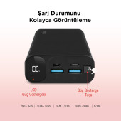 Mojue by ttec PB06 20.000mAh PD 20W LCD Ekranlı Taşınabilir Şarj Aleti / Powerbank  Siyah - 4