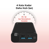 Mojue by ttec PB06 20.000mAh PD 20W LCD Ekranlı Taşınabilir Şarj Aleti / Powerbank  Siyah - 5