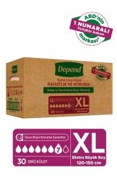 Depend Emici Külot  Ekstra Büyük Boy Xl Beden (bel Ölçüsü 120-150 cm) 30 Adet - 1