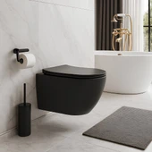 Turavit Rondo Mat Siyah Kanalsız Asma Klozet RND5512B, Turavit Rondo Duroplast Yavaş Kapak thumbnail 2