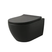 Turavit Rondo Mat Siyah Kanalsız Asma Klozet RND5512B, Turavit Rondo Duroplast Yavaş Kapak thumbnail 3