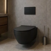 Turavit Rondo Mat Siyah Kanalsız Asma Klozet RND5512B, Turavit Rondo Duroplast Yavaş Kapak thumbnail 6