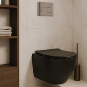 Turavit Rondo Mat Siyah Kanalsız Asma Klozet RND5512B, Turavit Rondo Duroplast Yavaş Kapak thumbnail 7