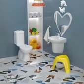 Turavit Çocuk Beyaz Kanallı Alttan Çıkışlı Klozet Takımı 1503, Turavit Yavaş Kapak thumbnail 1