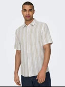 ONLY&SONS Erkek Çizgi Desenli Keten Gömlek 22028420 - 4