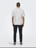 ONLY&SONS Erkek Çizgi Desenli Keten Gömlek 22028420 thumbnail 5