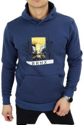 Dynamo Erkek İndigo Kapüşonlu Sweat 6739 - 2